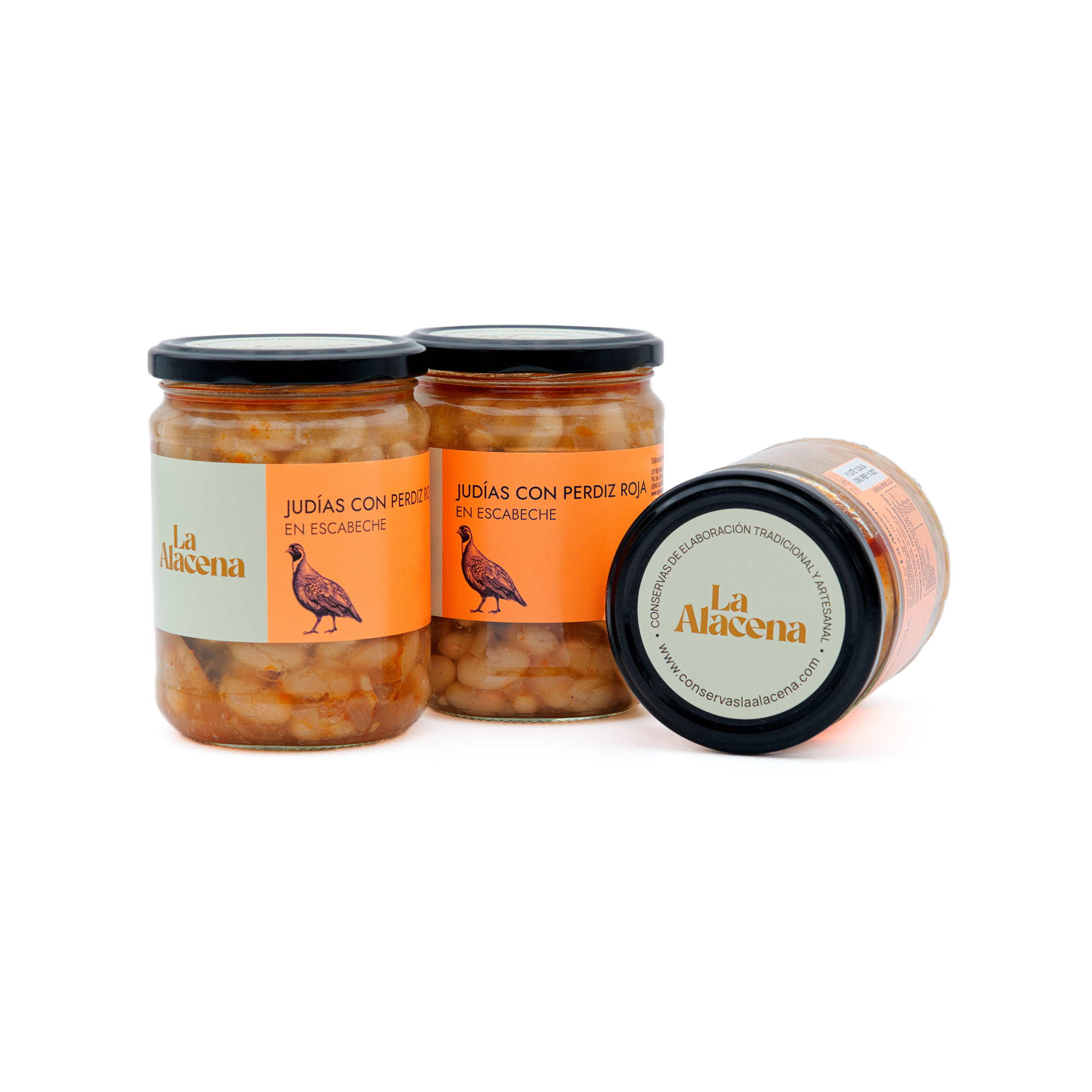 Judías con perdiz roja en escabeche.