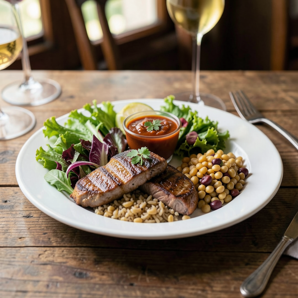 Plato saludable preparado con productos en conserva
